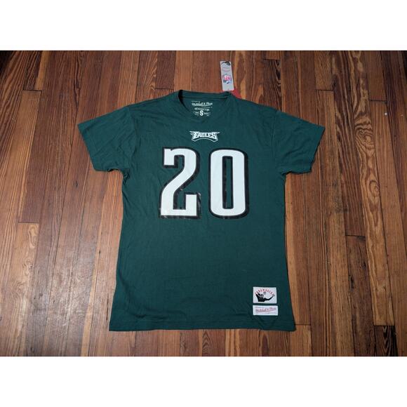 Mitchell and Mess Brian Dawkins Green Throwback T-Shirt Jersey Mens Small NWT - Picture 1 of 6